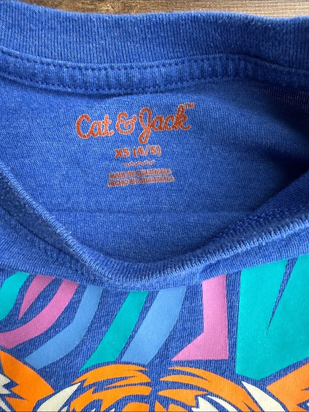 Cat & Jack Royal Blue Tiger Graphic Tee with Bright Accents